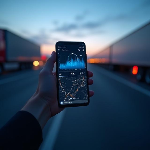 Mobile dashboard showing real-time freight temperature analytics and GPS tracking